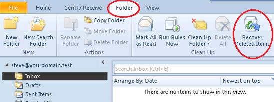 Recover Deleted Items Feature of MS Outlook
